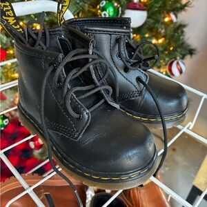 Black Leather Lace-Up Boots